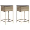 Image de vidaXL Tabourets de Bar Jardin avec Coussins Lot de 2 Beige Poly rotin, Tabouret, Tabouret de Bar extérieur, Chaise de Bar, Tabouret de Jardin
