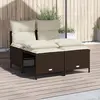 Image de vidaXL Salon de jardin 4 pcs avec coussins marron résine tressée