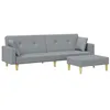 Image de Canapé lit à 2 places avec repose pied gris clair tissu