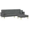 Image de Canapé lit à 2 places avec repose pied gris foncé tissu