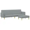 Image de Canapé lit à 2 places avec repose pied gris clair tissu