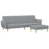 Image de Canapé lit à 2 places avec repose pied gris clair tissu