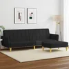 Image de Canapé lit à 2 places avec repose pied noir tissu