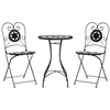 Image de vidaXL Ensemble de Bistro mosaïque Noir et Blanc Fer et céramique, Ensemble de Bistro, Ensemble de Bistro d'extérieur, Ensemble de Meubles de Jardin