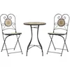 Image de vidaXL Ensemble de Bistro mosaïque Terre Cuite Blanc Fer et céramique, Ensemble de Bistro, Ensemble de Bistro d'extérieur, Ensemble de Meubles de Jardin