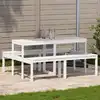 Image de vidaXL Table de pique-nique blanc 160x134x75 cm bois massif de pin