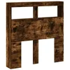 Image de vidaXL Armoire Tête de Lit avec LED, Tête de Lit avec Compartiment, Meuble de Rangement Chambre à Coucher, Accessoire de Lit, Chêne Fumé 100x17x102 cm
