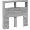 Image de vidaXL Armoire Tête de Lit avec LED, Tête de Lit avec Compartiment, Meuble de Rangement Chambre à Coucher, Accessoire de Lit, Sonoma Gris 100x17x102 cm