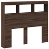 Image de vidaXL Armoire Tête de Lit avec LED, Panneau de Lit avec Compartiment, Tête de Lit avec Armoire, Meuble de Chambre à Coucher, Chêne Marron