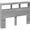 Image de vidaXL Armoire Tête de Lit avec LED, Tête de Lit avec Compartiment, Meuble de Rangement Chambre à Coucher, Accessoire de Lit, Sonoma Gris 140x17x102 cm
