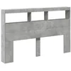 Image de vidaXL Armoire Tête de Lit avec LED, Tête de Lit avec Compartiment, Meuble de Rangement Chambre à Coucher, Accessoire de Lit, Gris Béton 160x17x102 cm
