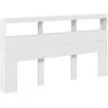 Image de vidaXL Armoire tête de lit avec LED Blanc 180x17x102 cm