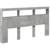 Image de vidaXL Armoire Tête de Lit avec LED, Tête de Lit avec Compartiment, Meuble de Rangement Chambre à Coucher, Accessoire de Lit, Gris Béton 180x17x102 cm