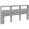 Image de vidaXL Armoire Tête de Lit avec LED, Tête de Lit avec Compartiment, Meuble de Rangement Chambre à Coucher, Accessoire de Lit, Sonoma Gris 200x17x102 cm