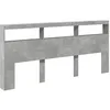 Image de vidaXL Armoire Tête de Lit avec LED, Tête de Lit avec Compartiment, Meuble de Rangement Chambre à Coucher, Accessoire de Lit, Gris Béton 220x17x102 cm