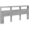 Image de vidaXL Armoire Tête de Lit avec LED, Tête de Lit avec Compartiment, Meuble de Rangement Chambre à Coucher, Accessoire de Lit, Sonoma Gris 220x17x102 cm