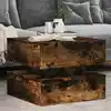 Image de vidaXL Table basse avec lumières LED chêne fumé 50x50x40 cm