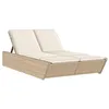 Image de Chaise longue double avec coussins beige résine tressée