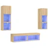 Image de vidaXL Unités Murales TV avec LED 6 pcs, Armoires de Télévision Suspendues, Meubles Télé de Salon, Moderne, Chêne Sonoma Bois d'Ingénierie