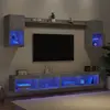 Image de vidaXL Unités murales TV avec LED 6 pcs gris béton bois d'ingénierie