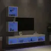 Image de vidaXL Unités murales TV avec LED 5 pcs blanc bois d'ingénierie