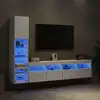 Image de vidaXL Unités murales TV avec LED 4 pcs blanc bois d'ingénierie