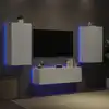 Image de vidaXL Meuble TV muraux 3 pcs avec lumières LED blanc