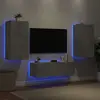 Image de vidaXL Meuble TV muraux 3 pcs avec lumières LED gris béton