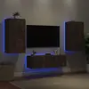 Image de vidaXL Meuble TV muraux 3 pcs avec lumières LED chêne fumé