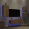 Image de vidaXL Meuble TV muraux 4 pcs avec lumières LED chêne sonoma