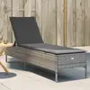 Image de vidaXL Chaise longue avec coussin gris résine tressée