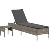 Image de vidaXL Chaise Longue avec Table et Coussin Gris résine tressée, transat, lit de Repos de Jardin, Meuble d'extérieur, Chaise Longue d'extérieur