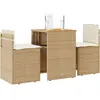 Image de vidaXL Ensemble de bistro 3 pcs avec coussins beige résine tressée