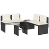 Image de vidaXL Salon de Jardin 4 pcs avec Coussins Noir résine tressée