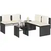 Image de vidaXL Salon de jardin 4 pcs avec coussins noir résine tressée