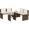 Image de vidaXL Salon de jardin 4 pcs avec coussins marron résine tressée