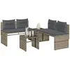 Image de vidaXL Salon de jardin 4 pcs avec coussins gris résine tressée