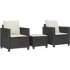 Image de vidaXL Ensemble de Bistro 3 pcs avec Coussins Noir résine tressée, Ensemble de Bistro de Jardin, Ensemble de Balcon, Ensemble de Meubles d'extérieur