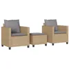 Image de vidaXL Ensemble de Bistro 3 pcs avec Coussins Beige résine tressée, Ensemble de Bistro de Jardin, Ensemble de Balcon, Ensemble de Meubles d'extérieur