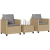 Image de vidaXL Ensemble de bistro 3 pcs avec coussins beige résine tressée