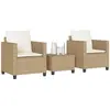 Image de vidaXL Ensemble de bistro 3 pcs avec coussins beige résine tressée
