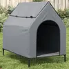 Image de vidaXL Niche pour chien gris clair tissu oxford et acier