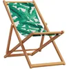 Image de vidaXL Chaise Pliable Plage Motif de Feuilles Bois d'eucalyptus/Tissu, Chaise Longue, Chaise d'extérieur, siège d'extérieur, Chaise de Camping