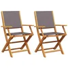 Image de vidaXL Chaises de Jardin Lot de 2 Anthracite Bois Acacia Massif Tissu, siège de Jardin, Assise extérieure, Chaise Pliable, Assise de Jardin