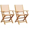Image de vidaXL Chaises de Jardin Lot de 2 Beige Bois d'acacia Massif et Tissu, siège de Jardin, Assise extérieure, Chaise Pliable, Assise de Jardin