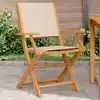 Image de vidaXL Chaises de jardin lot de 2 beige bois d'acacia massif et tissu