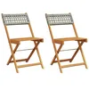 Image de vidaXL Chaises de bistrot Lot de 2 Gris Bois Massif d'acacia et rotin, Chaise de Bistro d'extérieur, Chaise Pliable, Chaise de Bistro en résine tressée