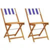 Image de Chaises de bistrot lot de 2 bleu blanc bois acacia massif tissu