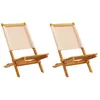 Image de vidaXL Chaises de jardin lot de 2 beige bois d'acacia massif et tissu