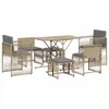 Image de vidaXL Ensemble à Manger de Jardin et Coussins 7 pcs Beige Poly rotin